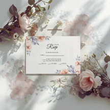 Elegant Lavender Watercolor Wedding RSVP Cards