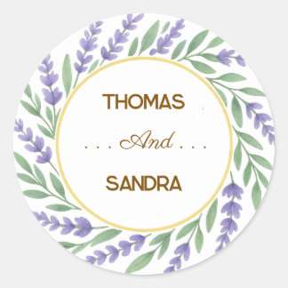 Elegant Lavender Watercolor Wedding Sticker