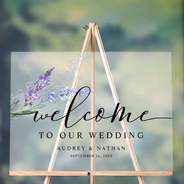 Elegant Lavender Watercolor Welcome Wedding Acrylic Sign (Neutral)