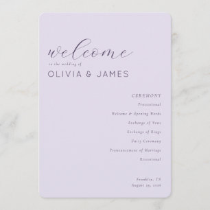 Elegant Lavender Wedding Ceremony Programme