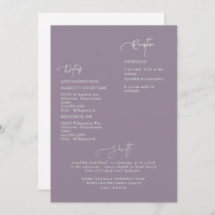 Elegant Lavender Wedding Detail Invitation
