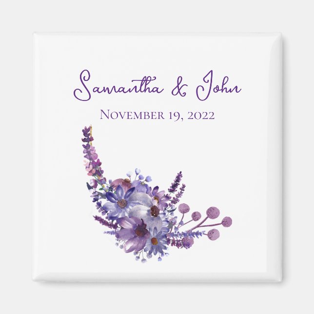 Elegant Lavender Wedding Guest Favour Magnet (Front)