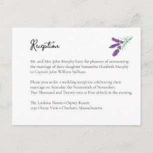 Elegant Lavender Wedding Reception Enclosure Card