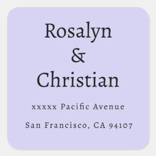 Elegant Lavender Wedding Return Address Square Sticker