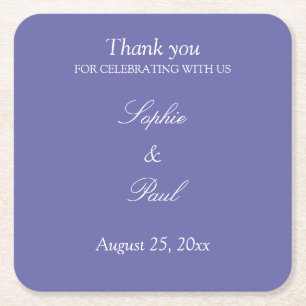 Elegant Lavender Wedding Thank You Square Paper Coaster