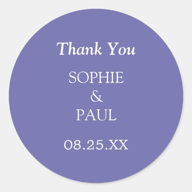 Elegant Lavender Wedding Thank You Sticker (Front)