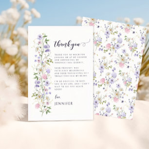 Elegant Lavender Wildflower Boho Bridal Shower  Thank You Card