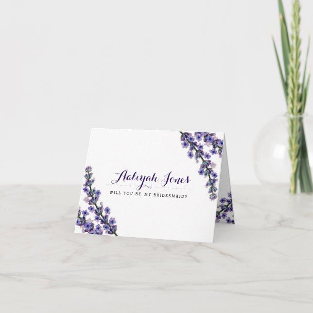 Elegant Lavender Will You Be My Bridesmaid Card (Front)