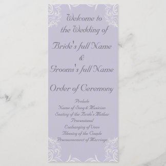 Elegant Lavender with White Swirls Wedding Programme