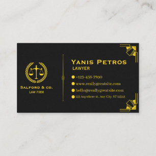 Elegant Law & Justice Business Card Attorney