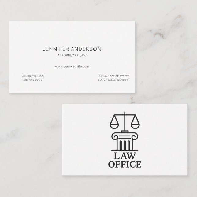 Elegant Law Office Logo | Attorney & Legal Busines Business Card (Front/Back)