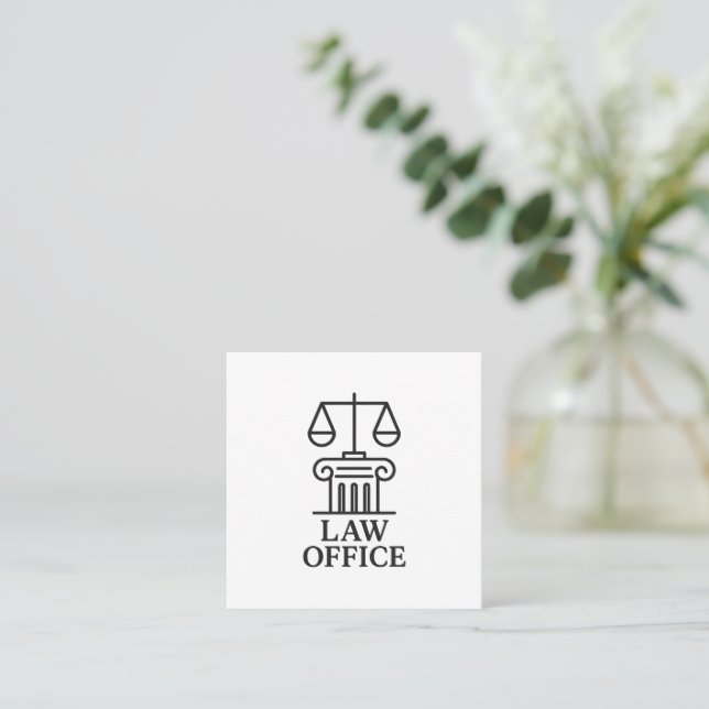 Elegant Law Office Logo Square Business Card (Standing Front)