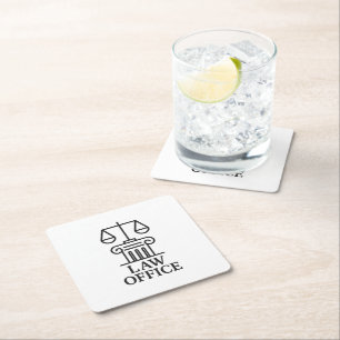 Elegant Law Office Logo Square Paper Coaster
