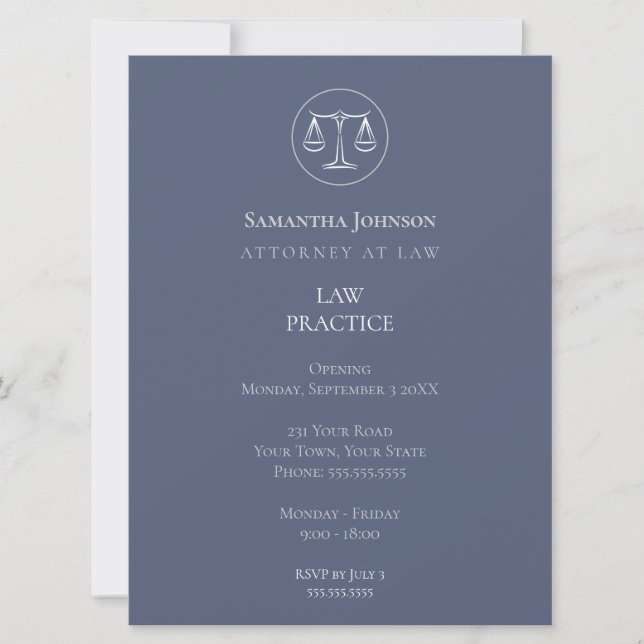 Elegant Law Practice Opening Announcement (Front)
