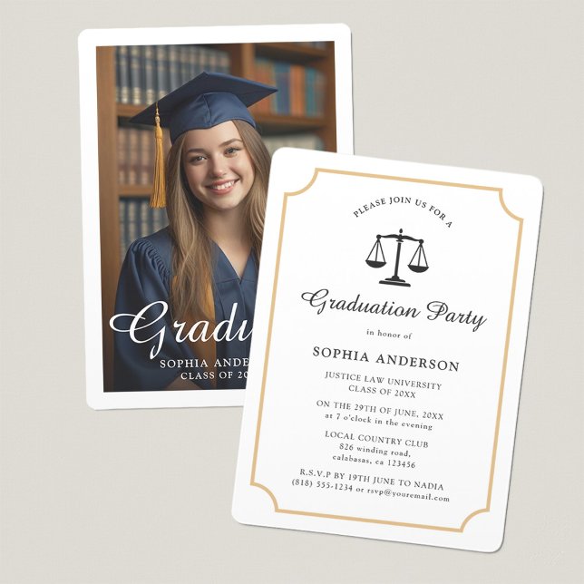 Elegant Law School Customisable Photo Graduation Invitation (Creator Uploaded)