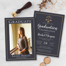 Elegant Law School Gold Justice Graduation Photo