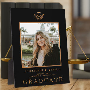 Elegant law school graduation custom photo black plaque