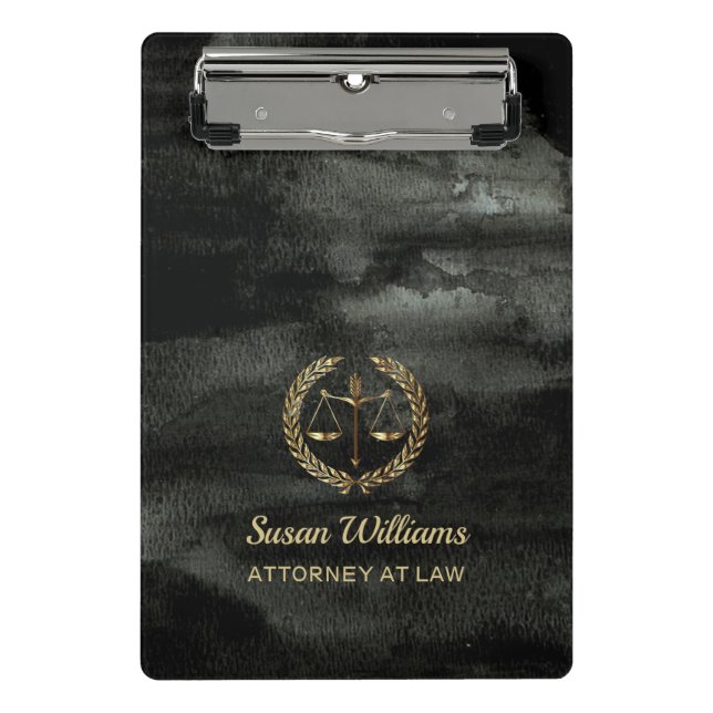 Elegant lawyer black and gold aquarel mini clipboard (Front)