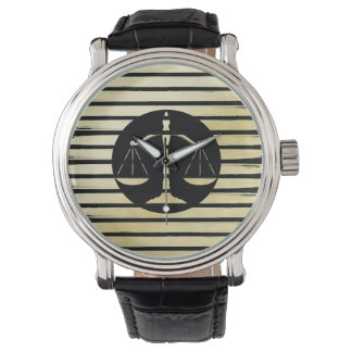 Elegant lawyer black gold foil paint striped watch