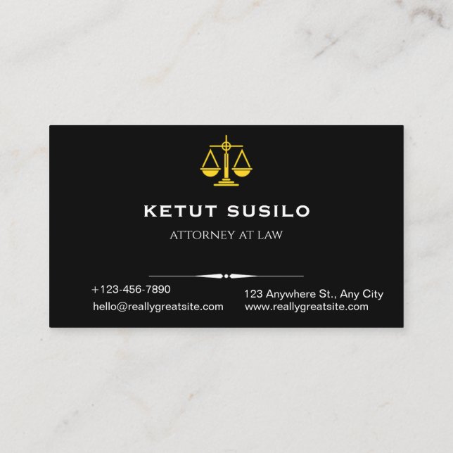 Elegant Lawyer Business Card | Attorney & Legal  (Back)