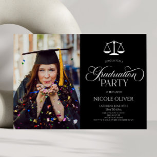 Elegant Lawyer Scale Custom Picture Graduation Invitation