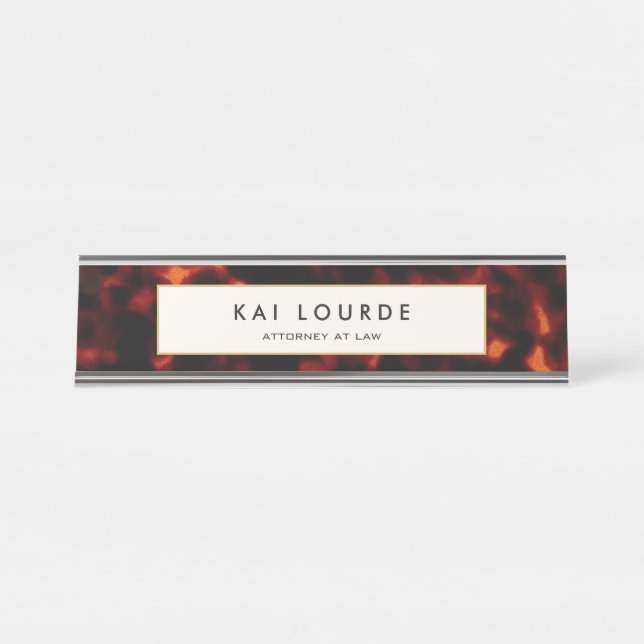 Elegant Lawyer Tortoiseshell Desk Name Plate (Front)
