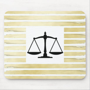 Elegant lawyer white gold foil paint striped mouse mat