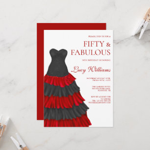 Elegant Layered Dress, 50th & Fabulous Birthday Invitation