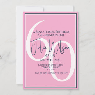 Elegant Layered Script Pink 60th Birthday Invitation