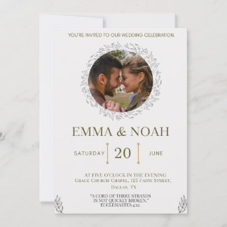 Elegant Leaf Arch Wedding Invitation with Ecclesia