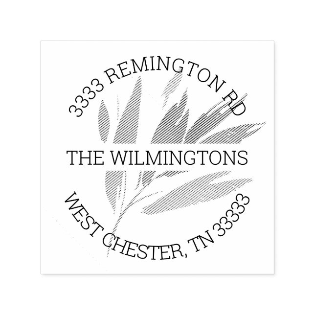 Elegant Leaf Artistic Round Return Address Self-inking Stamp (Design)