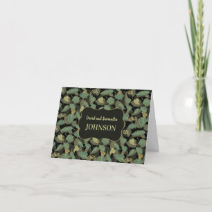 Elegant Leaf Birthday Botanical Initial Thank You Card