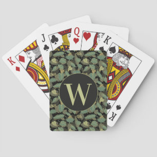 Elegant Leaf Botanical Initial Deck Playing Cards