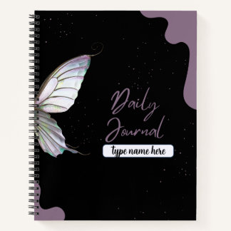 Elegant Leaf & Butterfly Journal - Lavender&Black