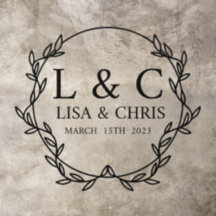 Elegant Leaf Circle Names And Date Wedding Floor