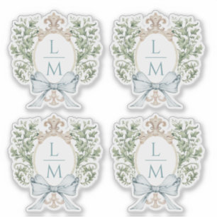 Elegant Leaf Crest w/ Bow   Monogram Wedding