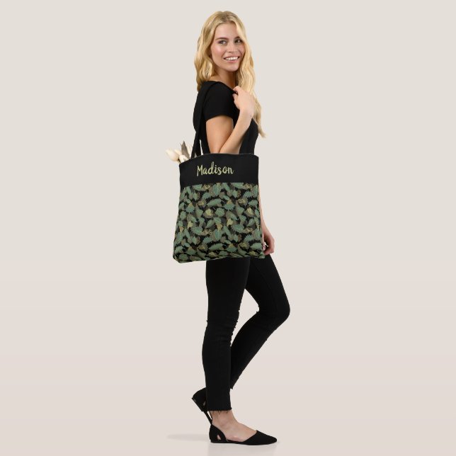 Elegant Leaf Design Botanical Tote Bag (On Model)