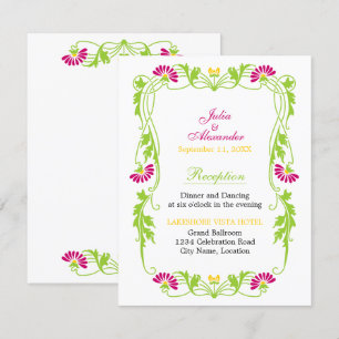 Elegant Leaf Floral and Swirls Reception Invitation