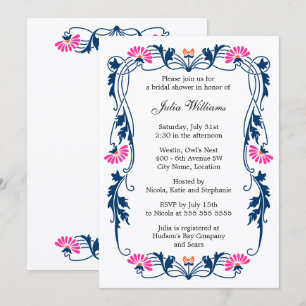 Elegant Leaf Floral & Swirls Bridal Shower Invitation