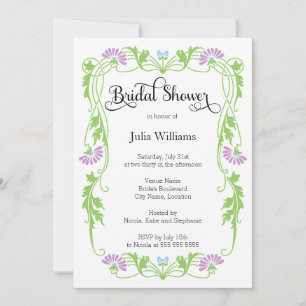 Elegant Leaf Florals and Swirls Bridal Shower Invitation