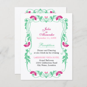 Elegant Leaf Florals and Swirls Reception Cards