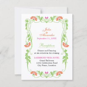 Elegant Leaf Florals and Swirls Reception Cards