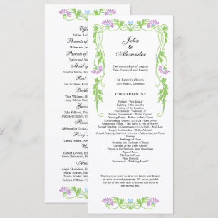 Elegant Leaf Florals and Swirls Wedding Program Programme