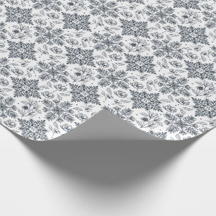 Elegant Leaf Foliage Snowflake Pattern Christmas Wrapping Paper
