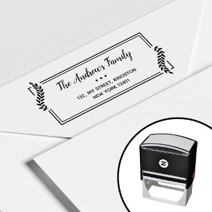 Elegant Leaf Frame Family Self-inking Stamp