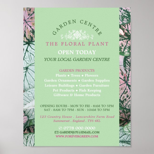 Elegant Leaf, Garden Centre, Horticulturist Poster (Front)