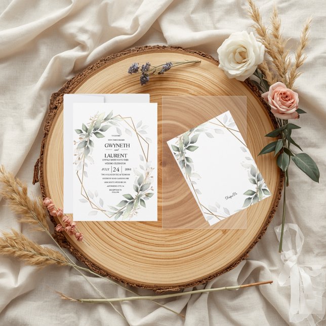Elegant Leaf Gold Frame Botanical Wedding Card (Creator Uploaded)