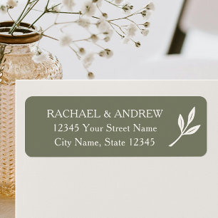 Elegant Leaf Green Cream Wedding Return Address