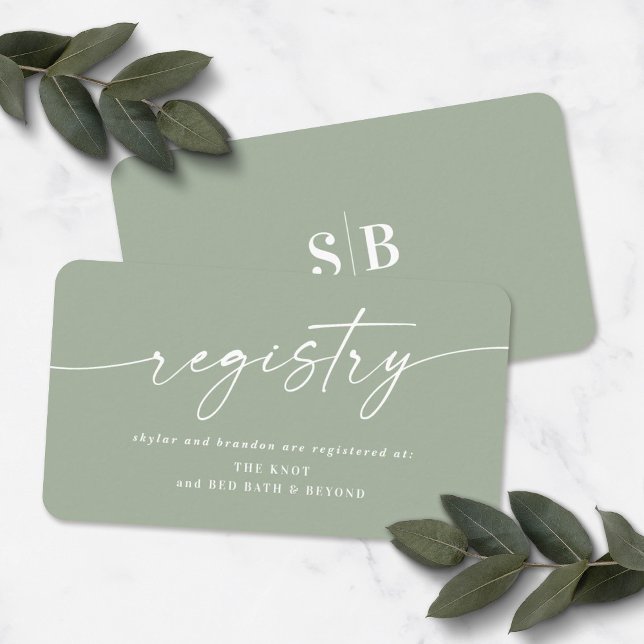 Elegant Leaf Green Wedding Shower Gift Registry Enclosure Card (Creator Uploaded)