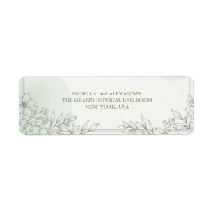 Elegant Leaf Line Art Wedding Wedding Return Addre